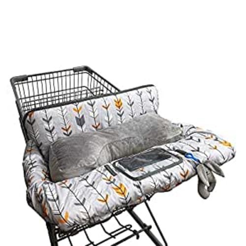 Shopping Cart Cover for Baby Cotton, Minky Bolster Positioner, 6.5" Cellphone Holder, High Chair Cover for Boy Girl,Infant Grocery Cart Cushion Liner Large : Office Products