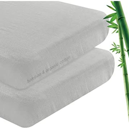 Muslin Bedside Sleeper Bassinet Sheets 2 Pack to Fit Milliard & MiClassic & Mika Micky Bassinet, Soft and Breathable Bamboo Cotton Muslin Bassinet Sheet(34"x21"x5") for Boys and Girls, Grey