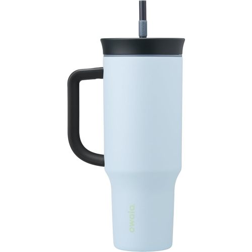 Owala Stainless Steel Triple Layer Insulated Travel Tumbler with Spill Resistant Lid, Straw, and Carry Handle, BPA Free, 40 oz, Blue (The Great Blue)