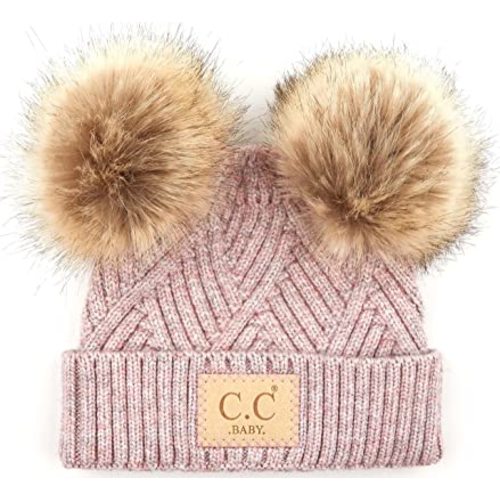 Funky Junque Exclusives Baby Infant Beanie Knit Warm Winter Pom Pom Skull Cap Hat