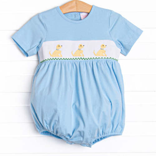Golden Days Smocked Boy Bubble, Blue – Stitchy Fish