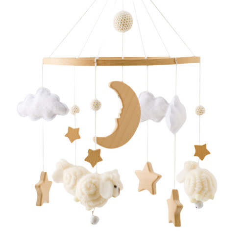 Elysia Baby Crib Mobile For Boys Girls Boho Nursery Mobile Bed Mobile Crib Ceiling Mobile Clouds Moon Pendant Toy Wooden Wind Chime Nursery Decoration