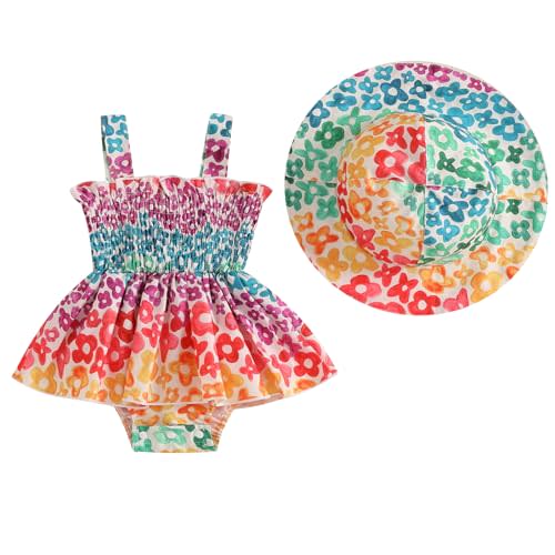 Mubineo Baby Girl Summer Clothes Floral Romper Dress Infant Sleeveless Rompers Skirt One Piece Boho Sun Dress Outfits