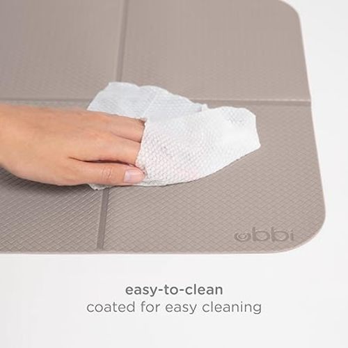 Ubbi On-The-Go Changing Baby Mat with Carrying Bag, Soft and Comfortable Diaper Bag Accessory Must Have for Newborns, Easy to Clean, Portable Changing Pad, Taupe