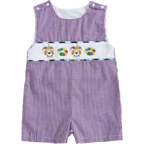 Newborn Baby Boy Clothes Carnival Smocked Romper Alligator Embroidery Sleeveless Overalls Shorts Infant Outfit