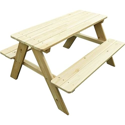 Kids Wooden Picnic Bench Outdoor Patio Dining Table, 37 x 10.8 x 4.9, Brown