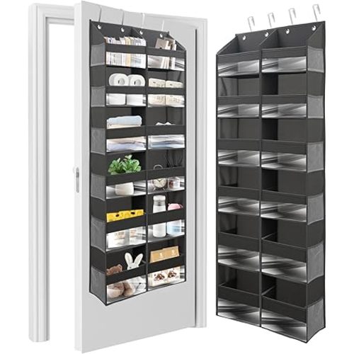 HOMELUX THEORY Heavy Duty Over the Door Organizer - Extra Wide Closet Organizers And Storage, Hanging Storage Door for Bedroom & Baby Nursery, 1PC Dark Gray