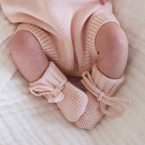 Knit Baby Booties | Tea Rose