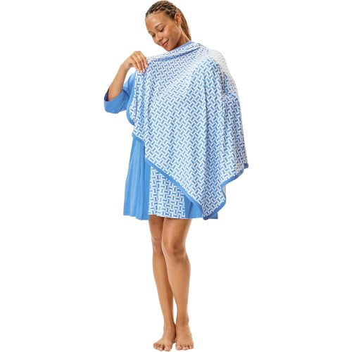 Motherhood Maternity Womens Nursing Chemise Nightgown, Robe and Swaddle 3-Piece Set