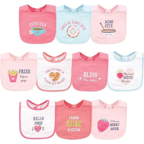 Hudson Baby Unisex Baby Cotton Bibs, Food Puns Girl, One Size