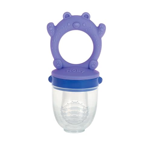Nuby Silicone Nibbler Feeder for Kids - Soft Baby Feeding and Teething Toy - 10+ Months - Blue Bear