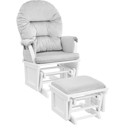 Suite Bebe Madison Glider Rocker and Ottoman, White and Light Grey