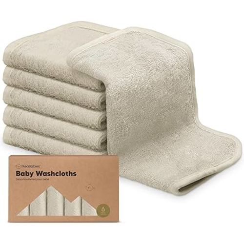 6-Pack Baby Washcloths - Soft Viscose Derived from Bamboo Washcloth, Baby Wash Cloths, Baby Wash Cloth for Newborn, Kids, Bath Baby Towels, Face Towel, Face Cloths for Washing Face(Stone)