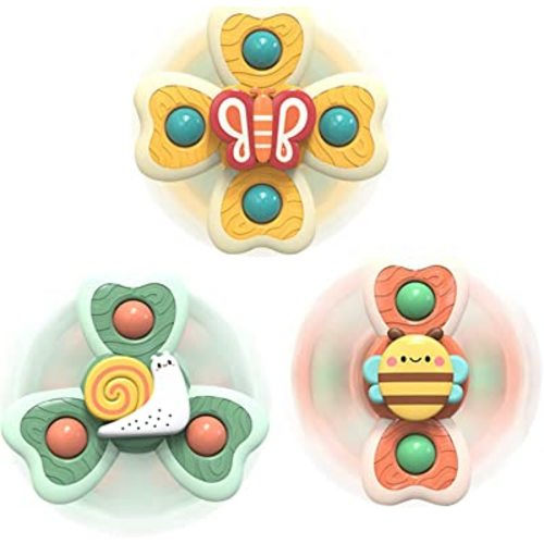 Baby Suction Cup Spinning Tops Toy, Suction Spinner Toys for Babies, Window Suction Toys for Baby High Chair Tray Bath Table Airplane Travel, Sensory Toys & Best Gift for Toddlers 1-3(Group B)