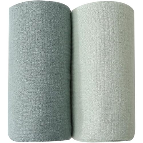 DaysU Muslin Baby Swaddle Blanket, Cotton Swaddling Blankets for Baby Boy and Girl, Nursery Skin-Friendly Baby Receiving Blanket for Newborns, Breathable Swaddle Wrap 2 Pack, 47”x47”-Dark+Light Green
