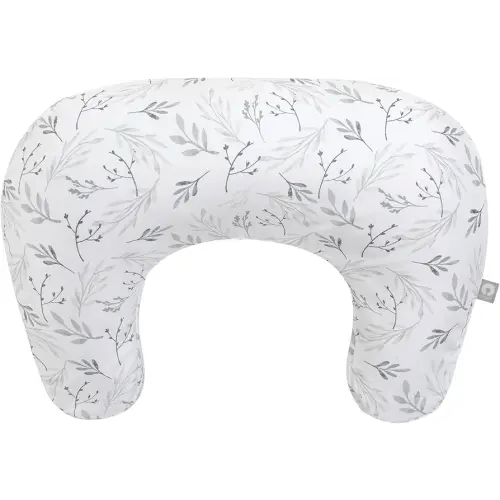 Boppy Nursing Pillow, Gray Gentle Leaves, Larger, More Supportive Pillow for Breastfeeding and Bottle Feeding; Firmer Fill, Higher Lift, Larger Area Than Original Nursing Pillow; JPMA Certified
