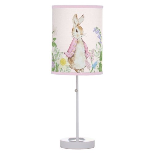 Peter the Rabbit Spring Blooms Pink Baby Shower Table Lamp | Zazzle