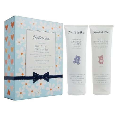 Noodle & Boo Baby Bath & Massage Gift Set – Includes 4 oz Newborn Hair & Body Wash & Super Soft Lotion, Hypoallergenic, Pediatrician-Tested, Dermatologist-Tested for Delicate and Sensitive Baby Skin