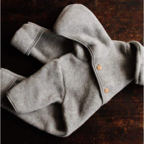 Baby Merino Wool Fleece Suit - Light Grey