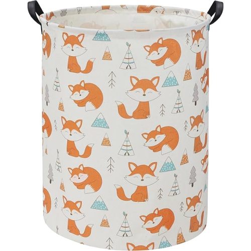 HIYAGON Foxes Baby Laundry Basket Baby Hamper for Nursery Girl Kids Pink Hamper Cute Kids Toys Storage Bin Organizer Foxes Room Decor for Home(Foxes)