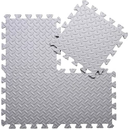 Coolcandy EVA Foam Play Mat, 16 Tiles Colorful Baby Play Mat, Square Kids Playmat with Solid Colored, 0.4" Thickened Interlocking Foam Floor Tiles, Puzzle Play Mat for Baby Exercise, Playing (Gray)