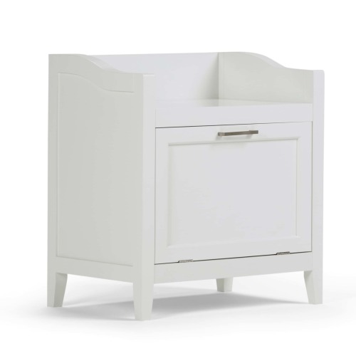 Simpli Home White Wood Composite Laundry Hamper