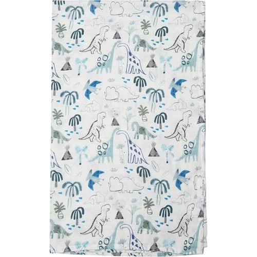 Loulou Lollipop Soft Baby Swaddle Blanket Muslin Wrap Receiving Blanket for Newborn to Toddler Girl and Boy, Large 47” by 47” - Dinosaurs