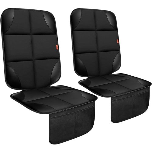 Car Seat Protector 2 Pack Car Seat Cushion Mat Thickest Padding,Waterproof 600D Fabric Car Seat Covers for Non-Slip Backing Mesh Pockets for Baby and Pet(2 Seat Protector)