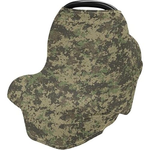 Military Camo Baby Car Seat Covers Hunting Camouflage Carseat Canopy Soft Infant Stroller Cover Nursing Breastfeeding Covers for Girls Boys Newborn Fit Summer Spring Autumn