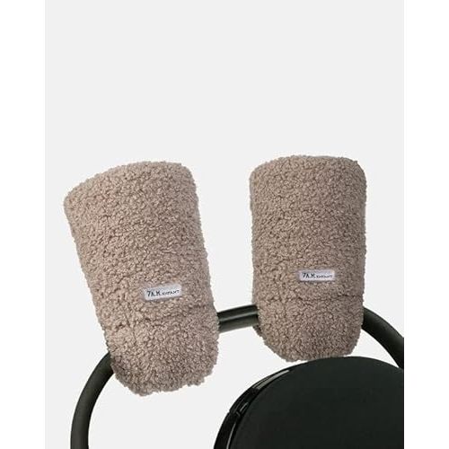 7AM Enfant Stroller Warmmuffs Gloves - Anti-Freeze Stroller Mittens for Handlebars, Water Repellent Hand Warmer Muff for Cold Weather, Plush Lined (Oatmeal)