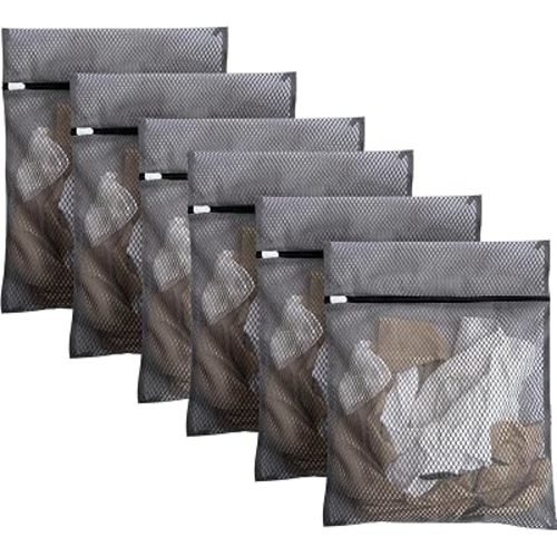 6Pcs Durable Honeycomb Mesh Laundry Bags for Delicates 12 x 16 Inches, Gray