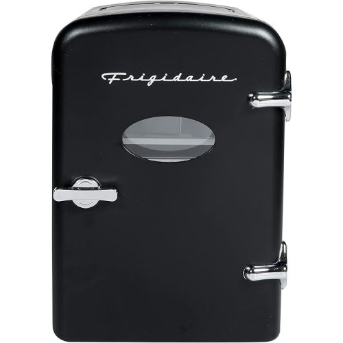 Frigidaire EFMIS175 Retro 9-Can Mini Personal Fridge Portable Cooler for Car, Office, Bedroom, Dorm Room, or Cabin, 11.8"D x 7.1"W x 10.1"H, Black