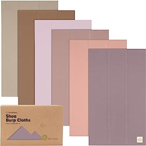 6-Pack Organic Burp Cloths Baby Girl, Boy - Large Baby Burp Cloths, Burping Cloths for Babies, Boys, Girls, Cotton Burp Cloth, Spit Up Burp Rags, Newborn Burp Clothes, Burp Cloths Neutral (Mauve)