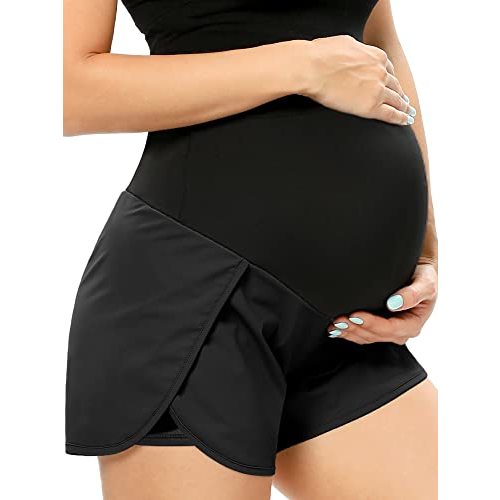 POSHGLAM Women‘s Maternity Shorts Over Belly Workout Running Casual Summer Pregnancy Shorts