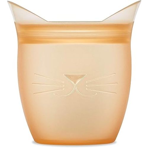 Zip Top Reusable 100% Silicone Baby + Kid Snack Containers- The only containers that stand up, stay open and zip shut! No Lids! Made in the USA - Orange Cat
