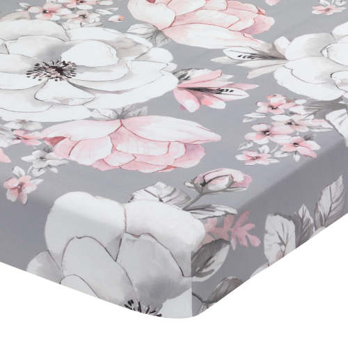 Signature Botanical Baby Watercolor Floral Cotton Crib Sheet - Gray – Lambs & Ivy