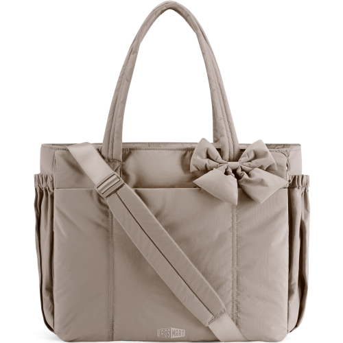 Bagsmart, Tote Bag for Women, Quilted Shoulder Bag, Camel