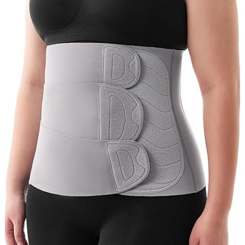 Momcozy Ergowrap Postpartum Belly Band, 3D Abdomen Lifting & Ergonomic Back Support Abdominal Binder, Seamless & Invisible Wrap Shapewear for Postpartum C-Section Recovery, Daily Wear, Exercise