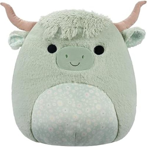 Squishmallows FuzzAMallow Highland Cow Plush, 12 Inch, Mint Green