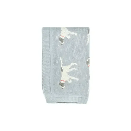 Cotton Knit Baby Blanket with Dog Pattern