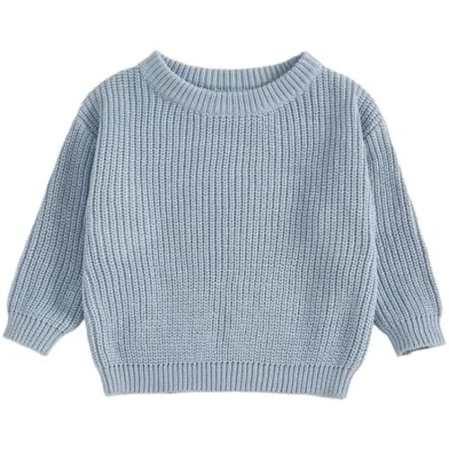 fhutpw Baby Boy Girl Pullover Sweater 3 6 12 18 Months Knit Clothes Unisex Toddler 2T 3T 4T Fall Winter Warm Long Sleeve Tops