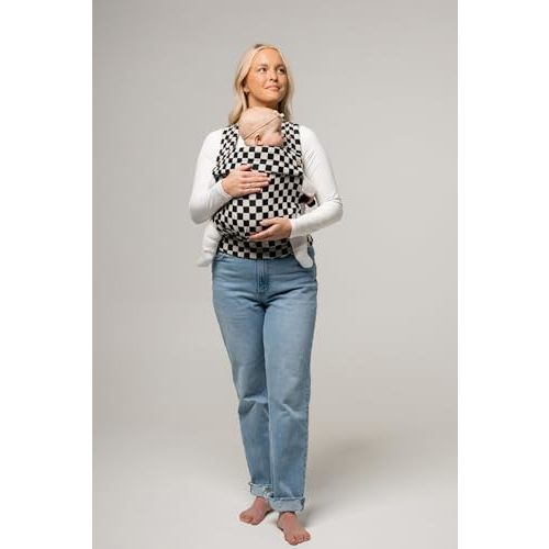 Mabē Monarch Ergonomic Baby Carrier - Premium Cotton Soft Structured Infant Carrier with Hip Healthy Design, 3 Carry Positions for Newborn to Toddler (7-35lbs), Lightweight & Breathable (Ebony Check)
