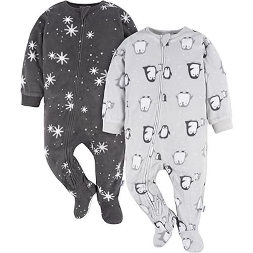 Gerber Unisex Baby Toddler Flame Resistant Fleece Footed Holiday Pajamas 2-Pack