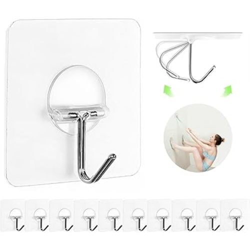 Adhesive Hooks for Hanging Heavy Duty Wall Hooks Self Adhesive Towel Coat Hooks Waterproof Transparent Hook for Bathroom Shower Kitchen Keys Door Outdoor Home Improvement Utility Hook 12 Pack