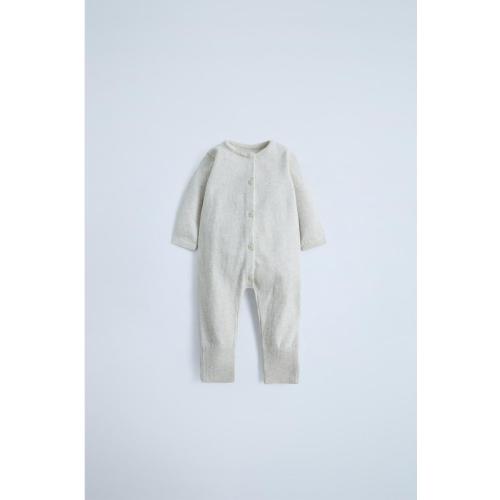 CONVERTIBLE COTTON SILK FOOTIE JUMPSUIT - Mid-ecru | ZARA United States