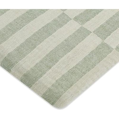 Babyletto Muslin Baby Bassinet Sheets for Girls & Boys - GOTS Certified Breathable Organic Cotton Cover - 360° Fitted, Premium, Soft & Cozy Rectangle Bedside Bassinet Sheets, Moss Green Offset Stripe