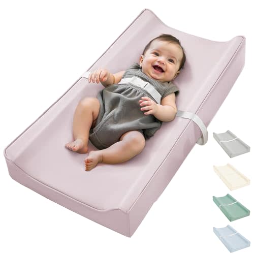 Vegan Leather Baby Changing Pad, Waterproof Cover, Standard Size, Wipe-Clean (Pink)