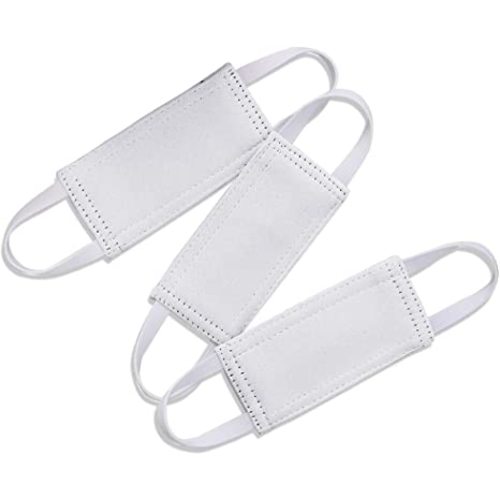 Quiet Door Closer for Baby - Nursery Door Silencers Latch Cover Made by Fabric Solid Strong Elastic Straps Door Covers for Universal Fits, Standard Size, Greyish White, Set of 3 - 4x2 inches