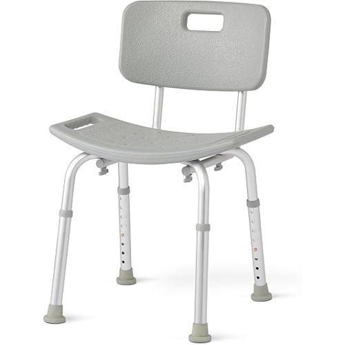 Medline Bath Chair, Bench, Seat, Stool for Disabled, Seniors & Elderly Bathroom Transfer Inside Shower/Tub/Bathtub – 400 Lbs. Capacity, Gray