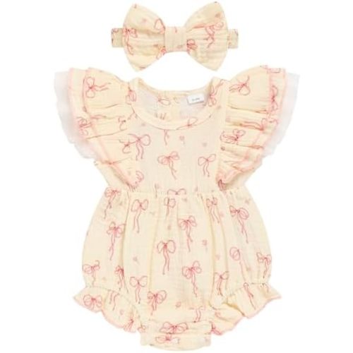 TITKKOP Ruffle Bubble Romper for Baby Girl | One-Piece Shorts Jumpsuit | Summer Outfit & Dress for Infants 0-18M
